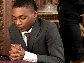 Black Baptist boy Dominic Young fucked by black priest Prince Reign's BIG black dick! The black twink takes that huge black cock both in his mouth and ass! asian young boy gay sex videos