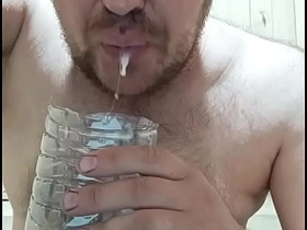 A shot of hot cum from a big cock, followed by eating it! asian merry handsome sex videos