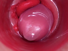 Inside a Camgirl Cervix POV Camera in Vagina with respect to big dick toy sexual intercourse videos porn well-pleased asian