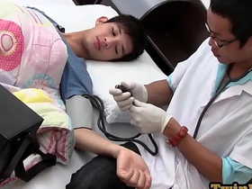 Examined Asia twink shoots cum while barebacked by medic asian gay site gay sex videos