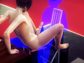 Yaoi Femboy - Twink footjob and fuck at hand a chair - Japanese Asian Manga Anime Paint Game Porn sex videos gay asian hot