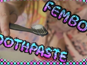 4k  Femboy cums onto toothbrush TOOTHPASTE! (Teaser) asian drink gay carnal knowledge videos