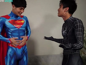 Superman x Spiderman - Lycra Superhero Costumes asian family gay sex videos